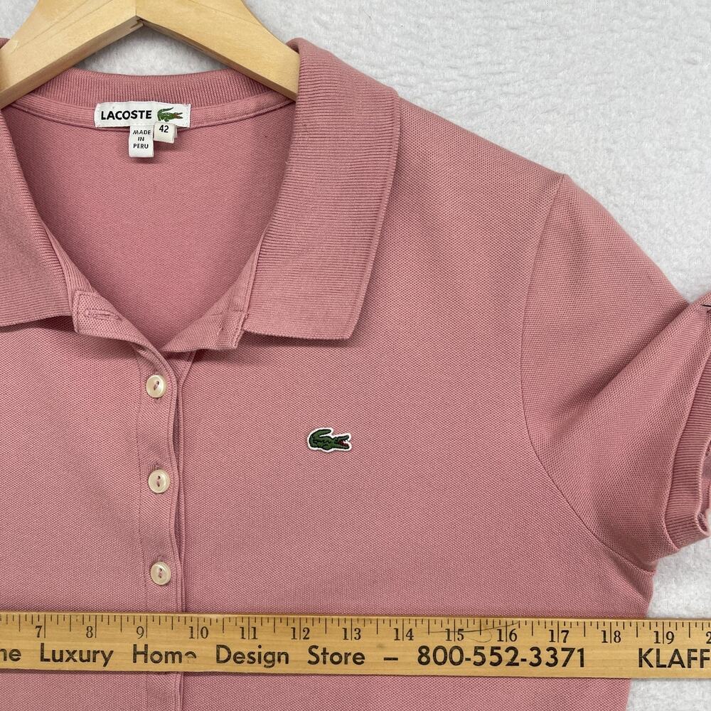 LACOSTE Shirt Womens 42 L Polo Golf Performance Pique Stretch Cotton Pink - Picture 10 of 12